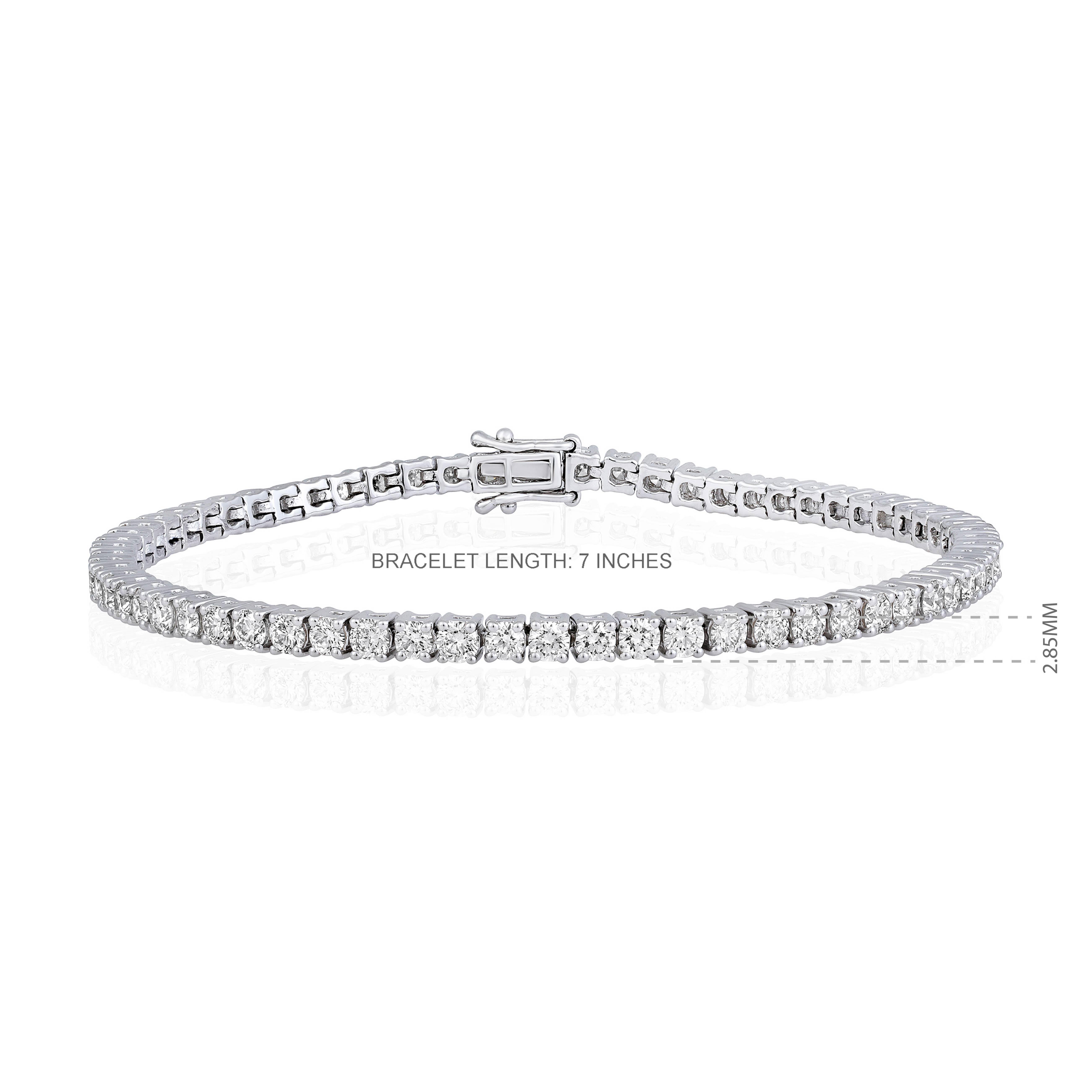 Certified 14K Gold 4ct Natural Diamond G-VS 2.85mm 4 Prong Tennis Bracelet In New Condition For Sale In Los Angeles, CA