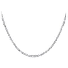 Certified 14k Gold 5 Carat Natural Diamond 4 Prong Tennis Wedding Necklace