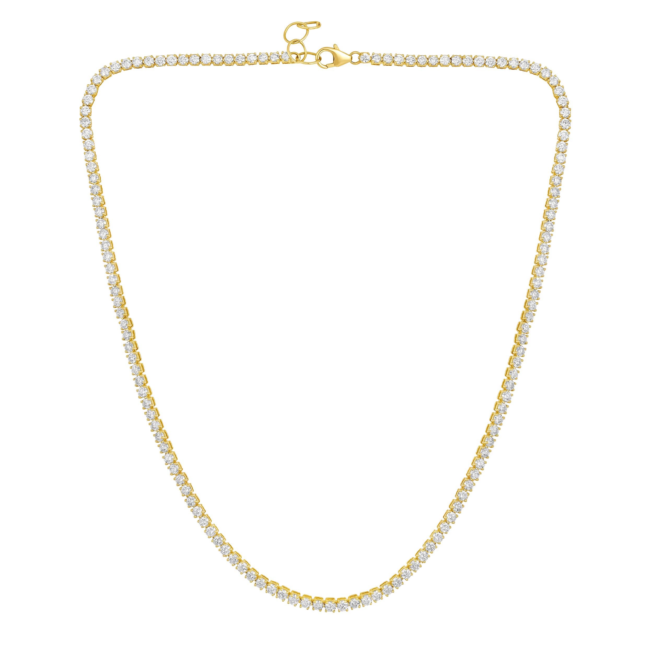 Crafted in 10.57 grams of 14K Yellow Gold, the necklace contains 140 stones of Round Diamonds with a total of 6.1 carat in F-G color and VS-SI carat. The necklace length is 16 inches.

This jewelry piece will be expertly crafted by our skilled