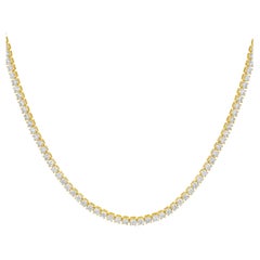 Certified 14k Gold 6.1 Carat Natural Diamond 4 Prong Tennis Wedding Necklace