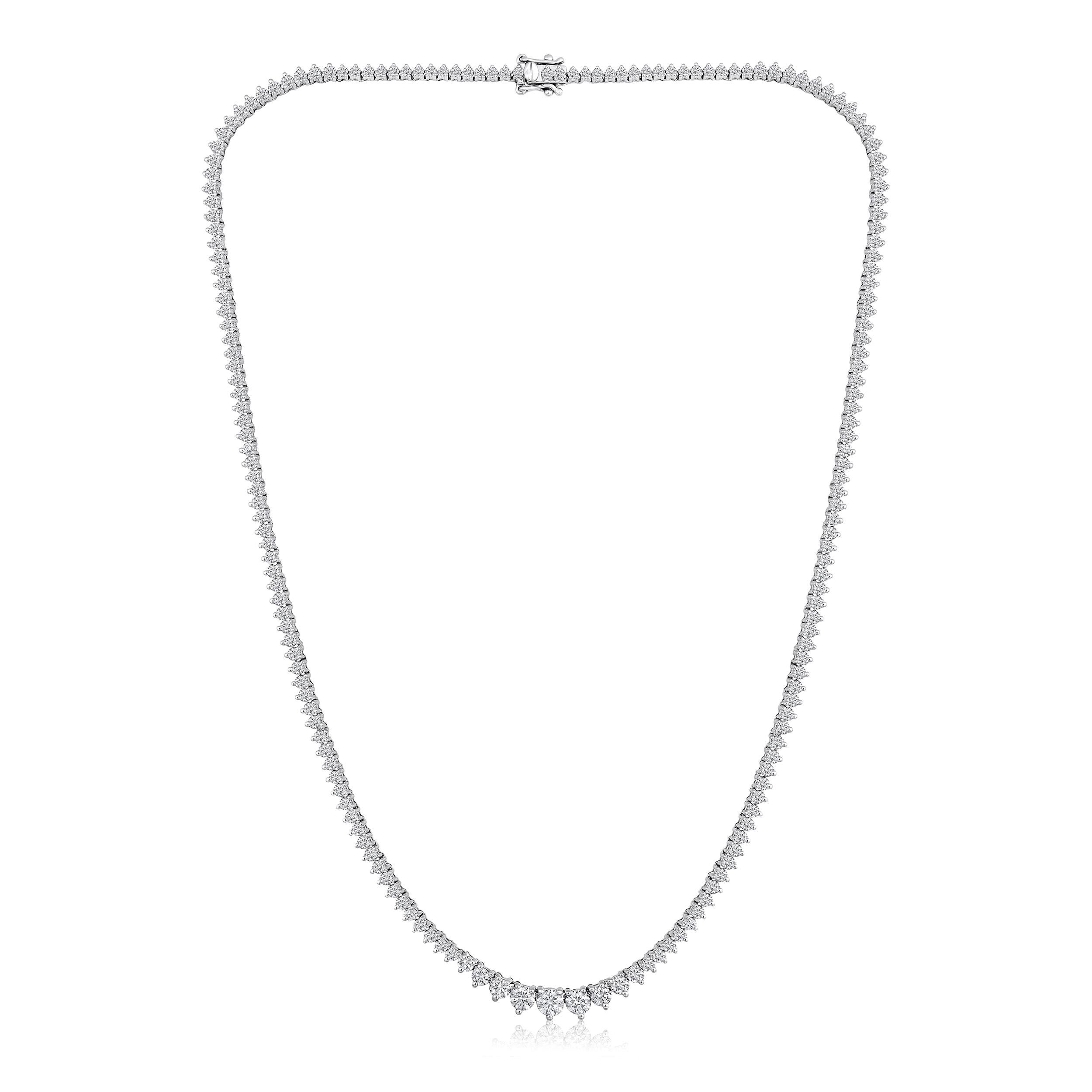 Crafted in 15.82 grams of 14K White Gold, the necklace contains 186 stones of Round Diamonds with a total of 6.05 carat in F-G color and VS-SI carat. The necklace length is 16 inches.

This jewelry piece will be expertly crafted by our skilled