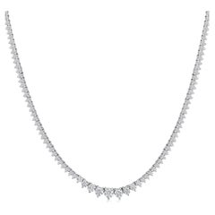 Zertifizierte 14k Gold 6ct natürlicher Diamant abgestufte Tennis-Hochzeits-Halskette mit 3 Zacken