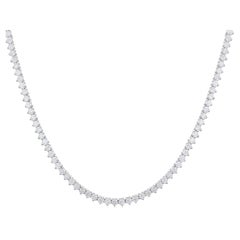 Certified 14k Gold 8.4 Carat Natural Diamond 3 Prong Tennis Wedding Necklace