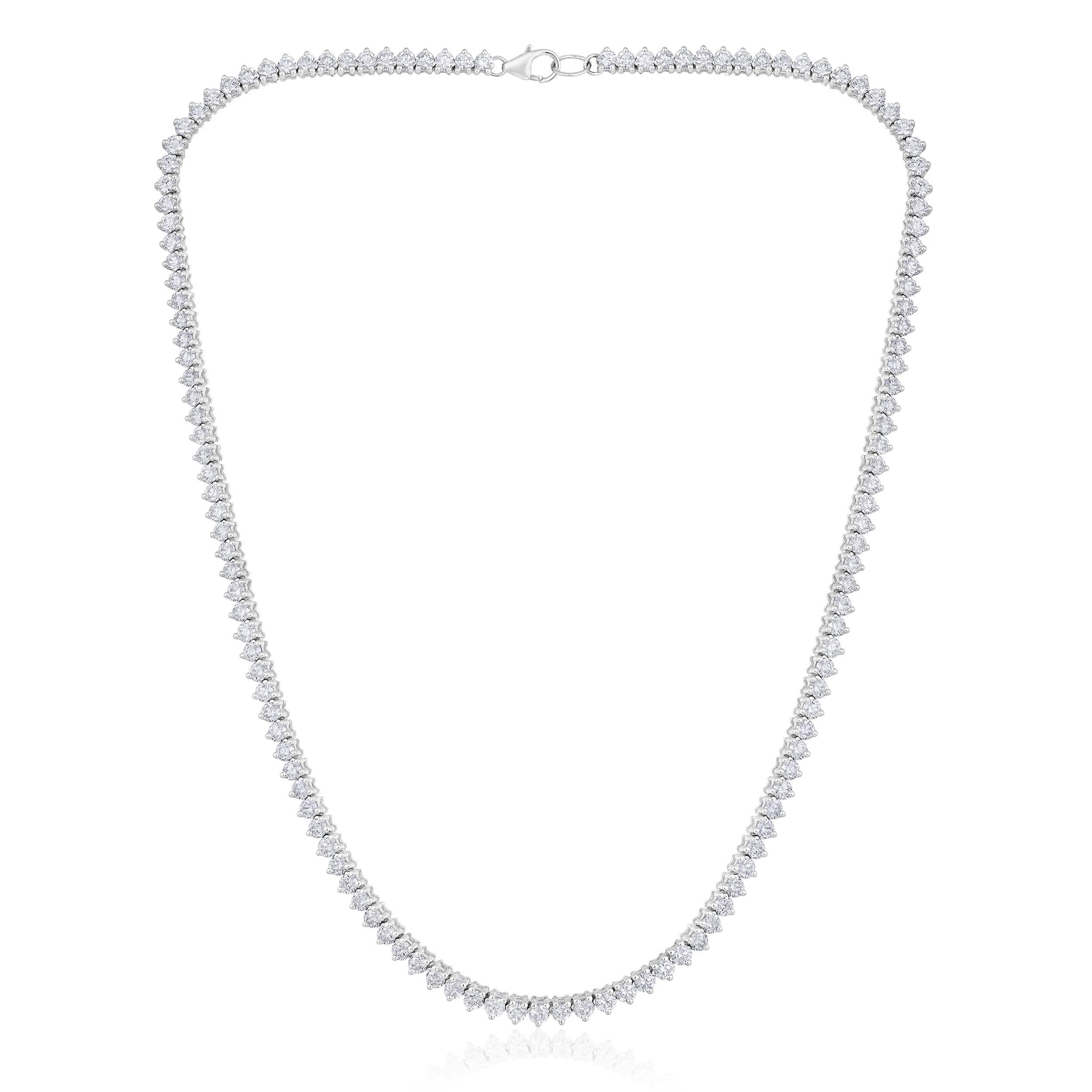 Crafted in 18.8 grams of 14K White Gold, the necklace contains 131 stones of Round Diamonds with a total of 8.61 carat in F-G color and VS-SI carat. The necklace length is 16 inches.

CONTEMPORARY AND TIMELESS ESSENCE: Crafted in 14-karat/18-karat