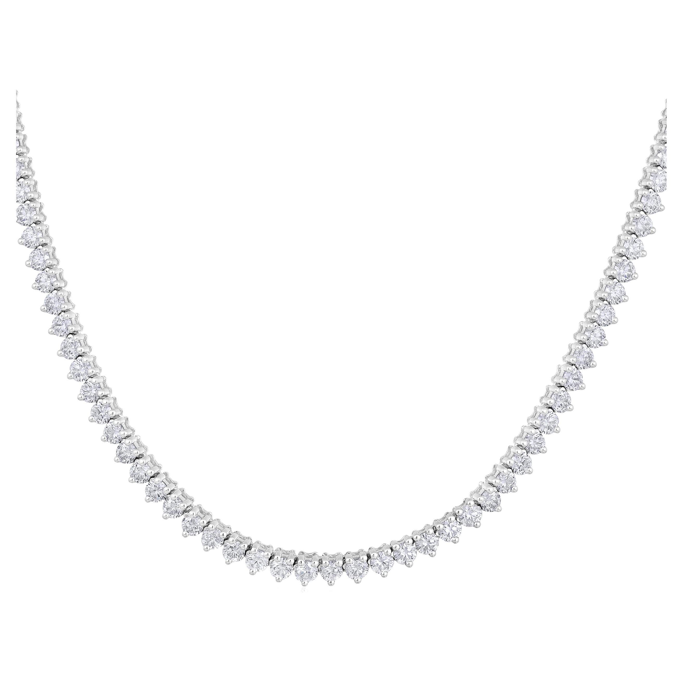 zertifizierte 14K Gold 8.6 Karat natürlicher Diamant 3,5 mm 3 Zacken Tennis Hochzeit Halskette