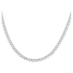 Certified 14k Gold 8.6 Carat Natural Diamond 3 Prong Tennis Wedding Necklace