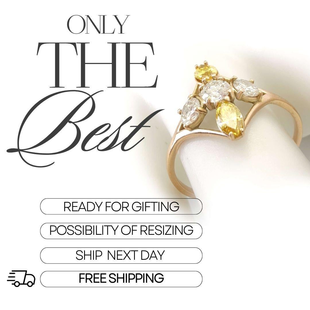 Brilliant Cut Certified 14K Gold Fancy Color Diamond Ring for Women , a Gift for Her For Sale