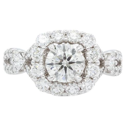 14k White Gold Round Brilliant Cut Diamond Engagement Ring For Sale at ...