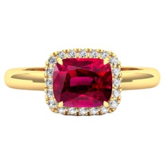 Certified 1.5 Carat 'Natural & Untreated' Ruby & Diamond East West Halo Ring 
