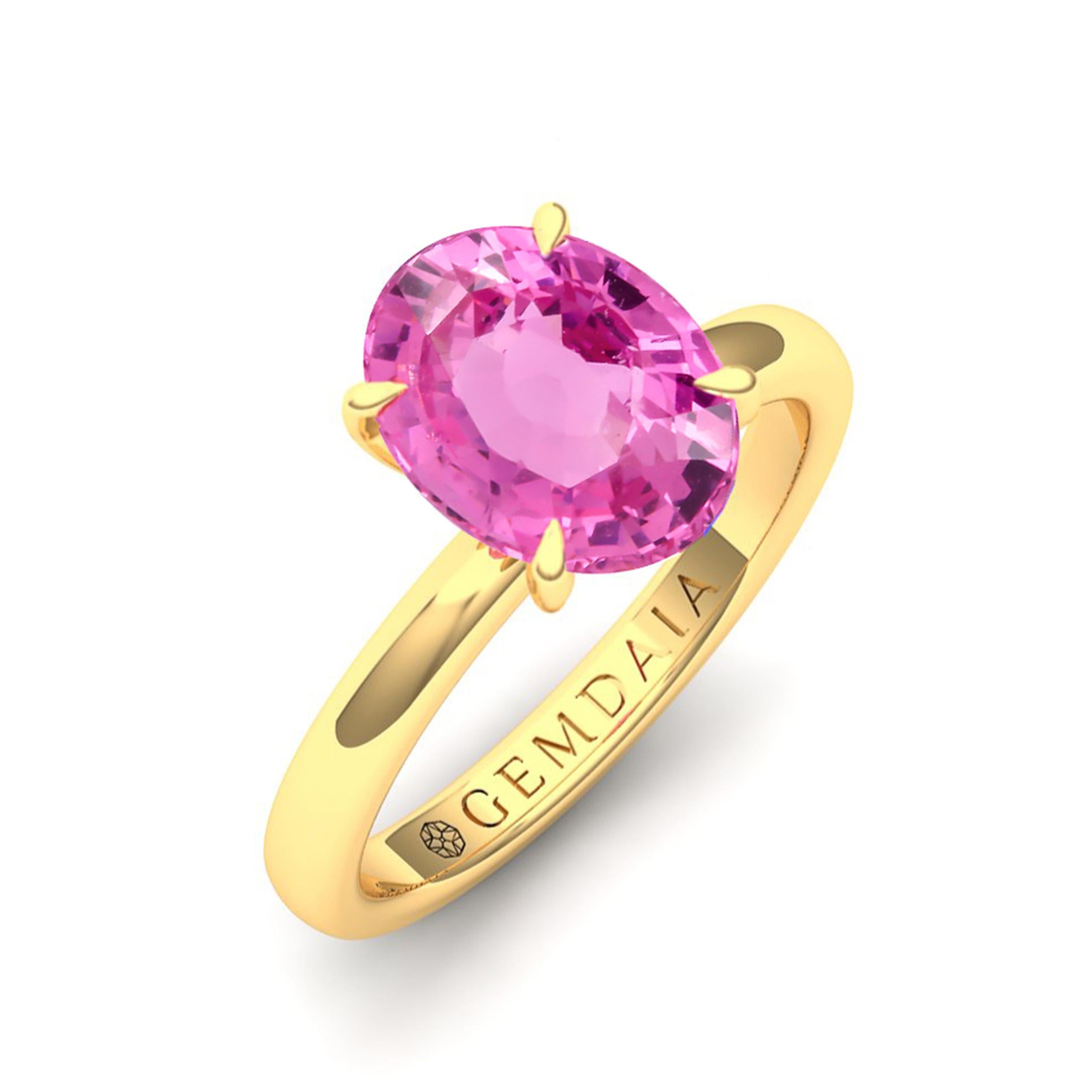 Modern Certified 1.5 Carat 'Natural & Untreated' Vivid Pink Spinel Ring  For Sale