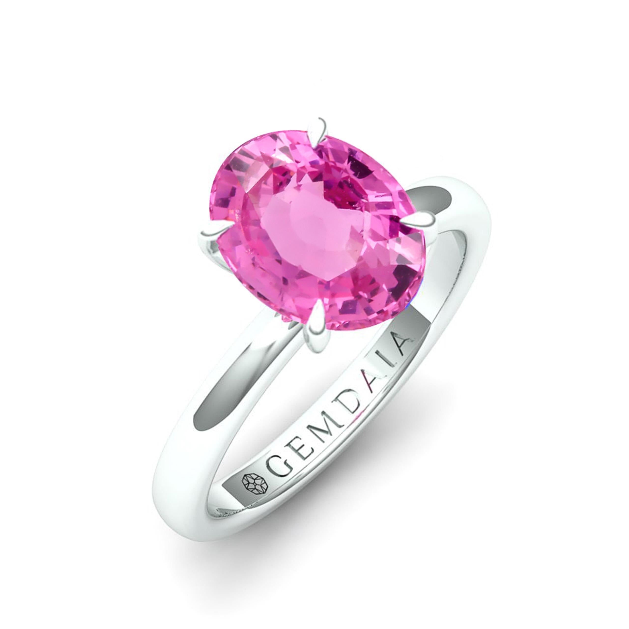 Oval Cut Certified 1.5 Carat 'Natural & Untreated' Vivid Pink Spinel Ring  For Sale