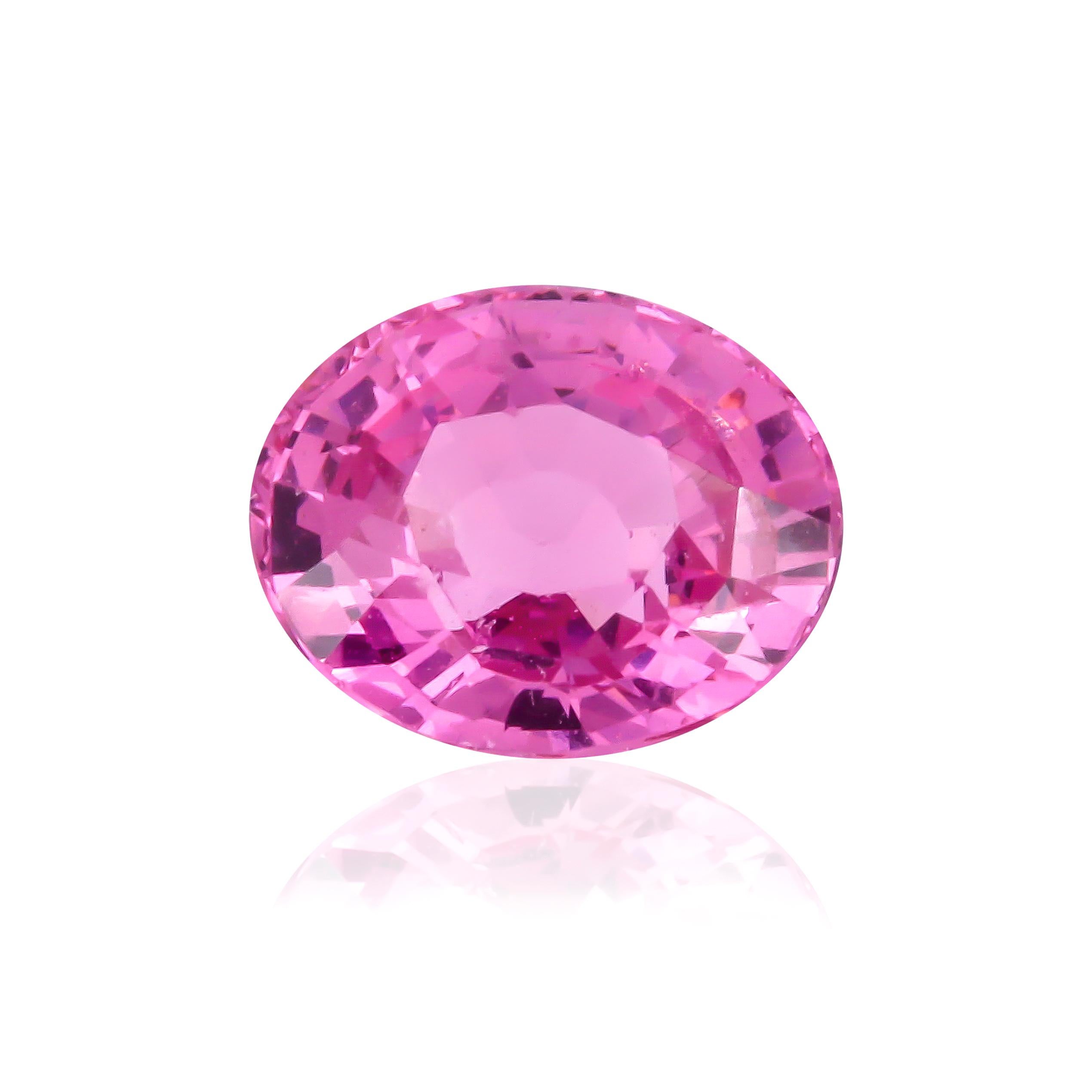 Certified 1.5 Carat 'Natural & Untreated' Vivid Pink Spinel Ring  In New Condition For Sale In London, GB