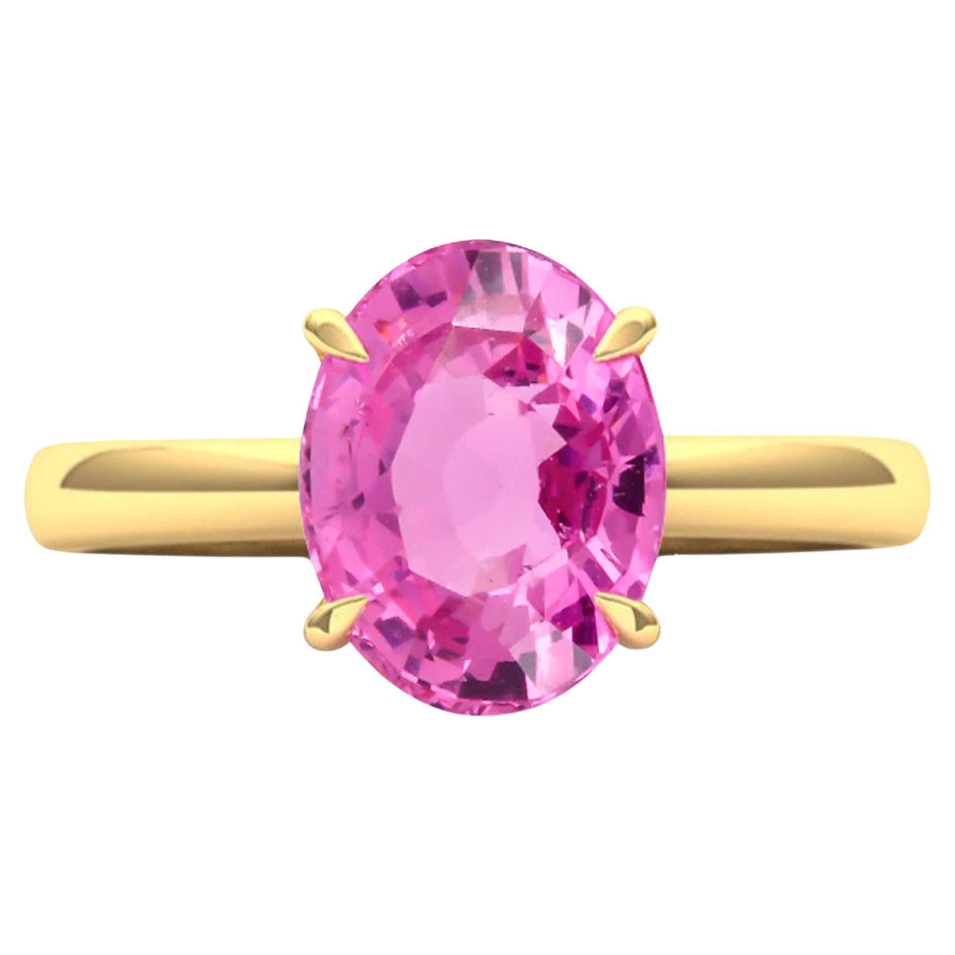 Certified 1.5 Carat 'Natural & Untreated' Vivid Pink Spinel Ring  For Sale