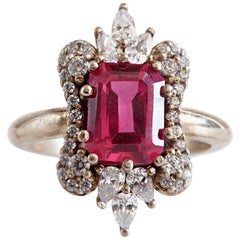 Certified 1.5 Carat Ruby Diamond Engagement Yellow Gold Ring