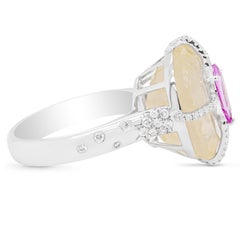 Certified 15 Carat Sapphire Crowned By Hot Pink Sapphire 18K Designer Ring
