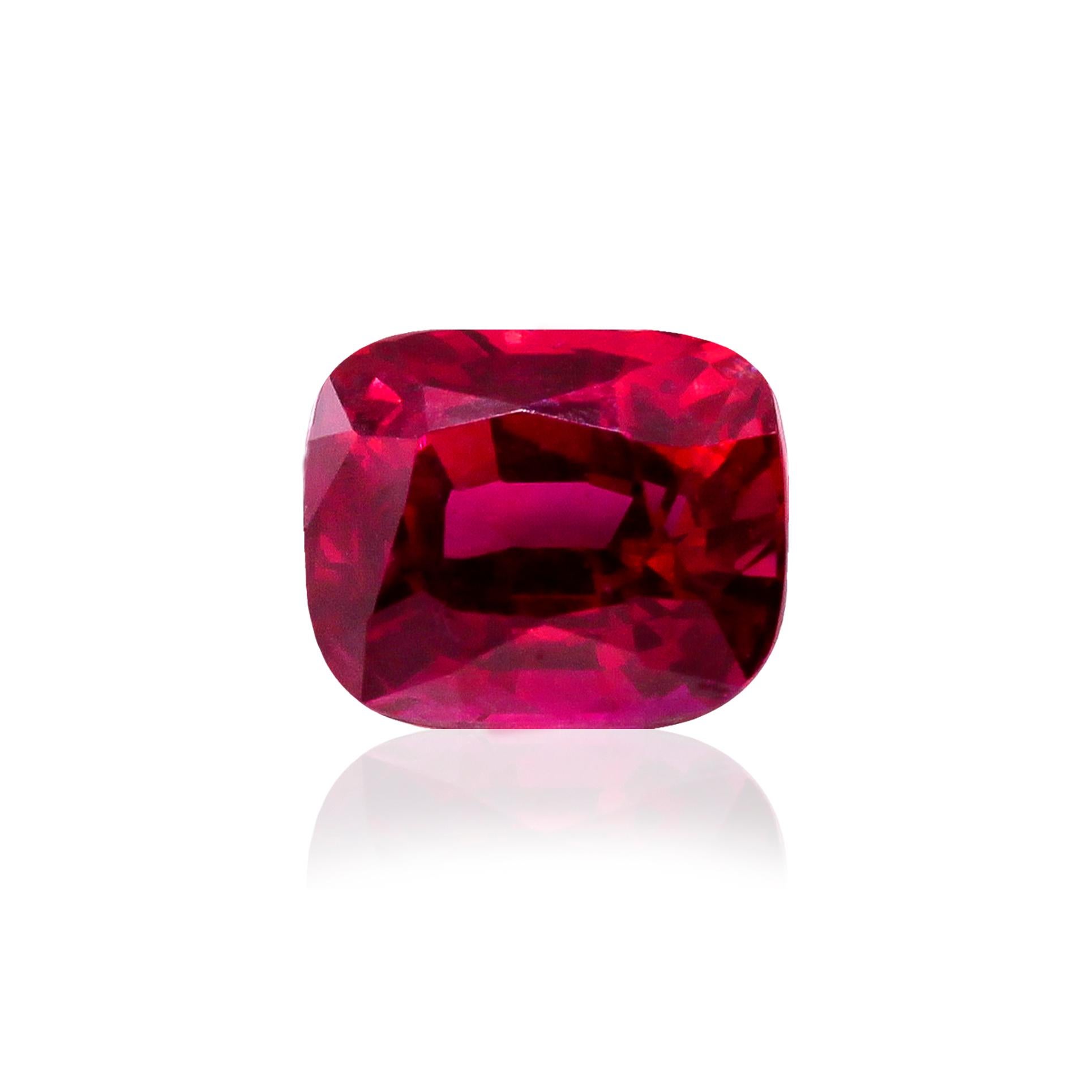 Modern Certified 1.50 Carat 'Natural & Untreated' Ruby & Diamond Ring  For Sale