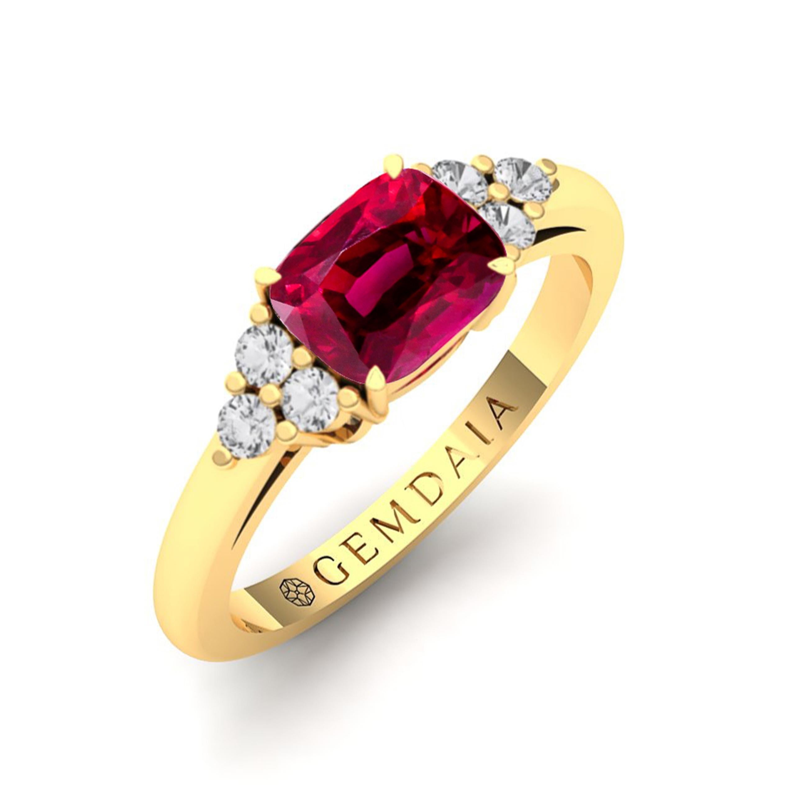 Cushion Cut Certified 1.50 Carat 'Natural & Untreated' Ruby & Diamond Ring  For Sale