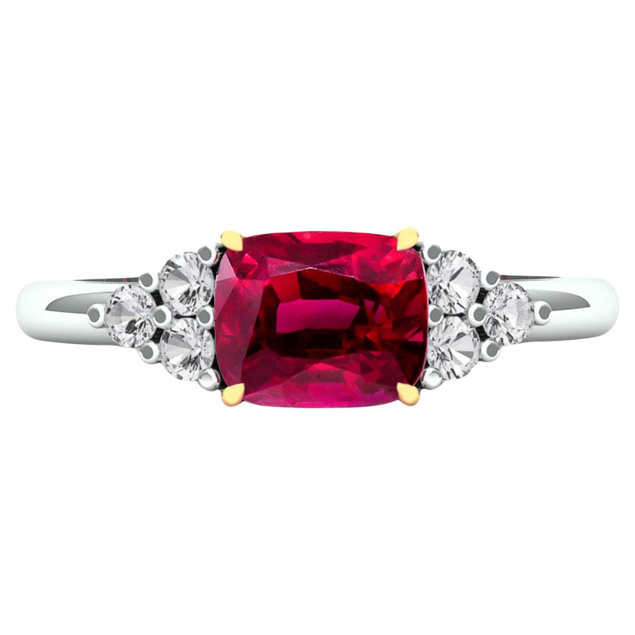 Certified 1.50 Carat 'Natural & Untreated' Ruby & Diamond Ring  For Sale