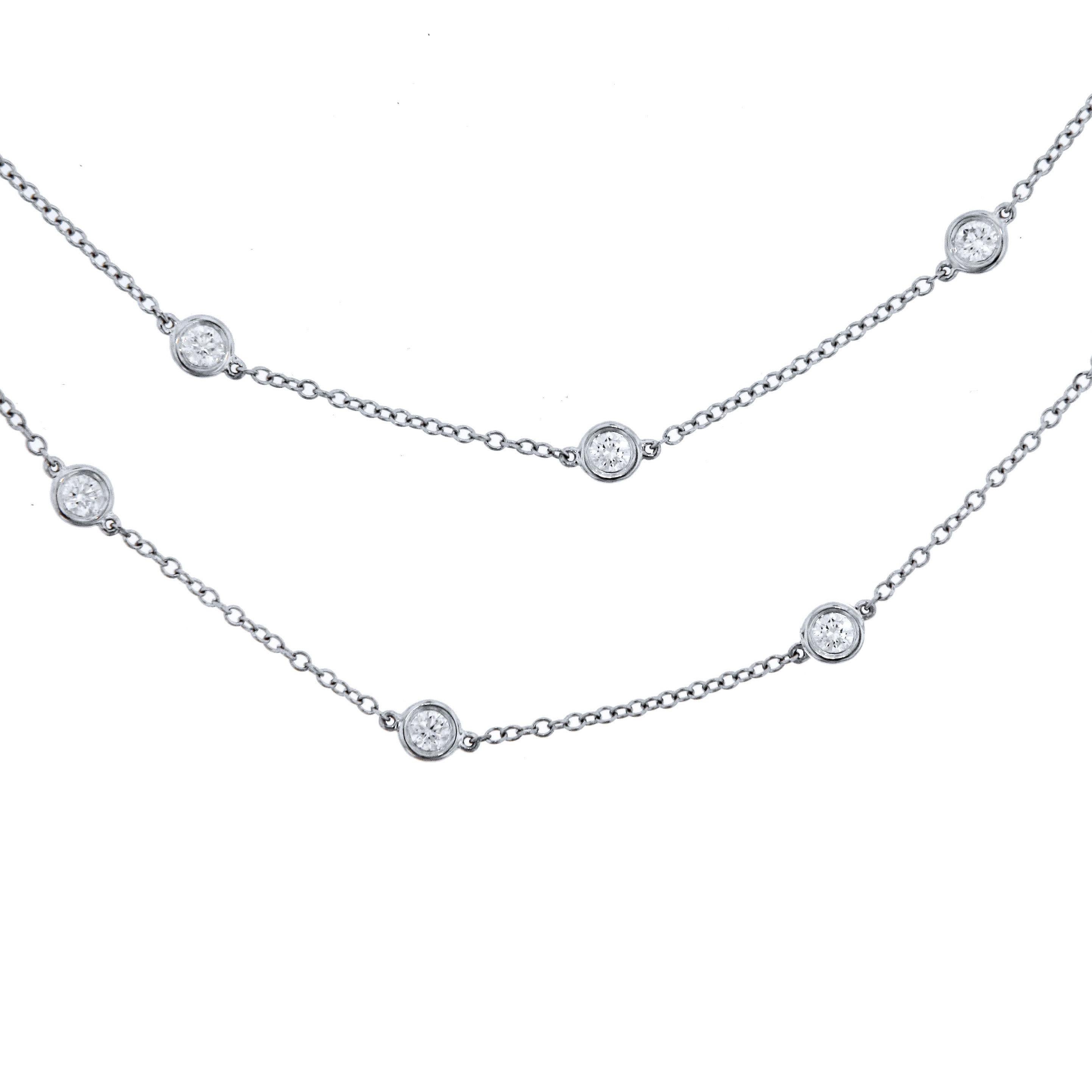 Intricate 1.30 Carat Round Diamonds by the Yard Necklace in 14K White Gold. Certified by IGI Laboratory in New York, with full diamond jewelry grading report.

1.30 Carats of Round White VS-SI Diamonds
and 4.00 grams of 14K White Gold.

This is a