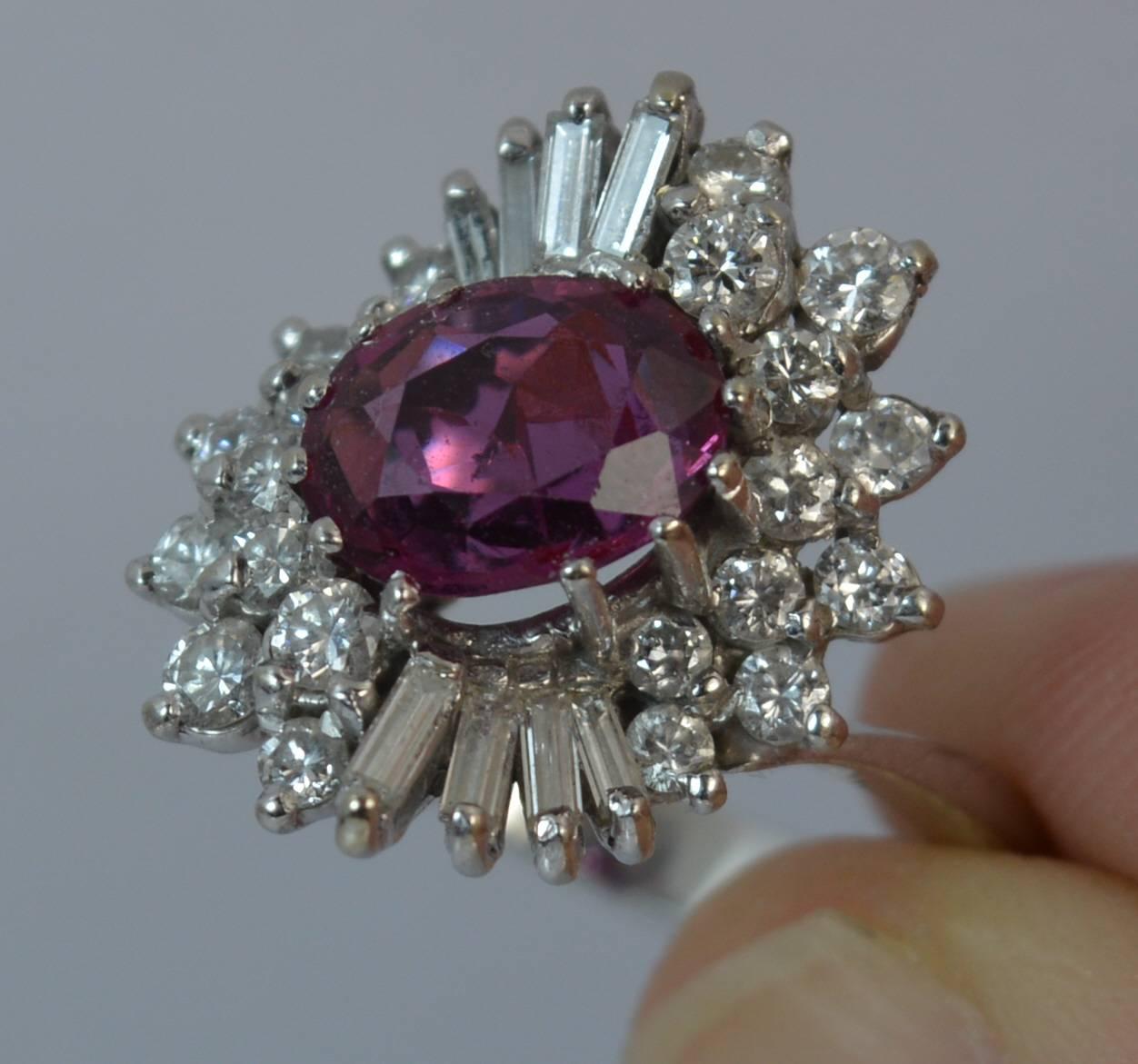 Oval Cut Certified 1.50 Carat No Heat Ruby and Diamond 18Ct Gold Cluster Cocktail Ring