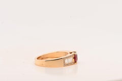 Certified 1.51 Carats Blood Pigeon Ruby Diamonds Yellow Gold 18 Carats Ring