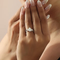 Certified 1.51ct Natural SI/H Diamond Solitaire and Band Ring Set 18k White Gold