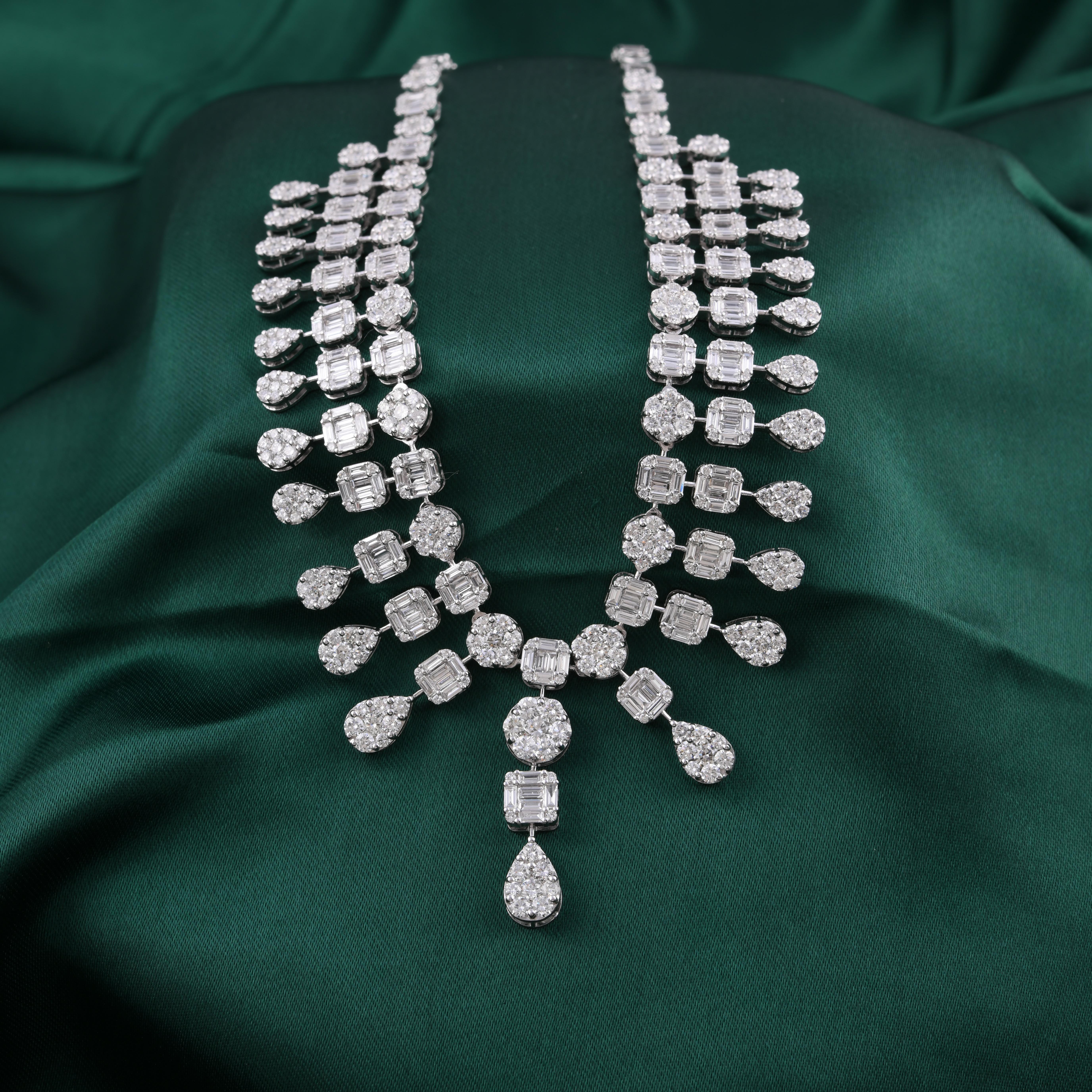 Choker-Halskette aus 18 Karat Weißgold mit zertifiziertem 15,20 Karat Baguette-Diamant im Angebot 4