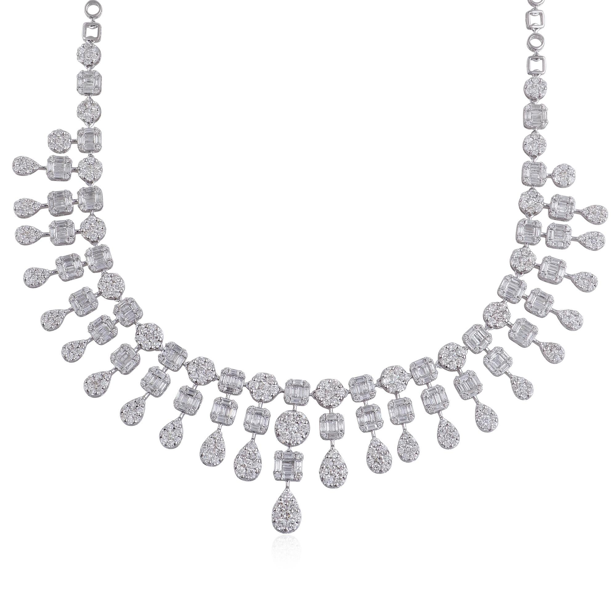 Ti presentiamo la straordinaria collana Choker con diamanti baguette certificati da 15,20 carati, un vero capolavoro di alta gioielleria che incarna lusso e brillantezza. Realizzata meticolosamente con eccezionale maestria e attenzione ai dettagli,
