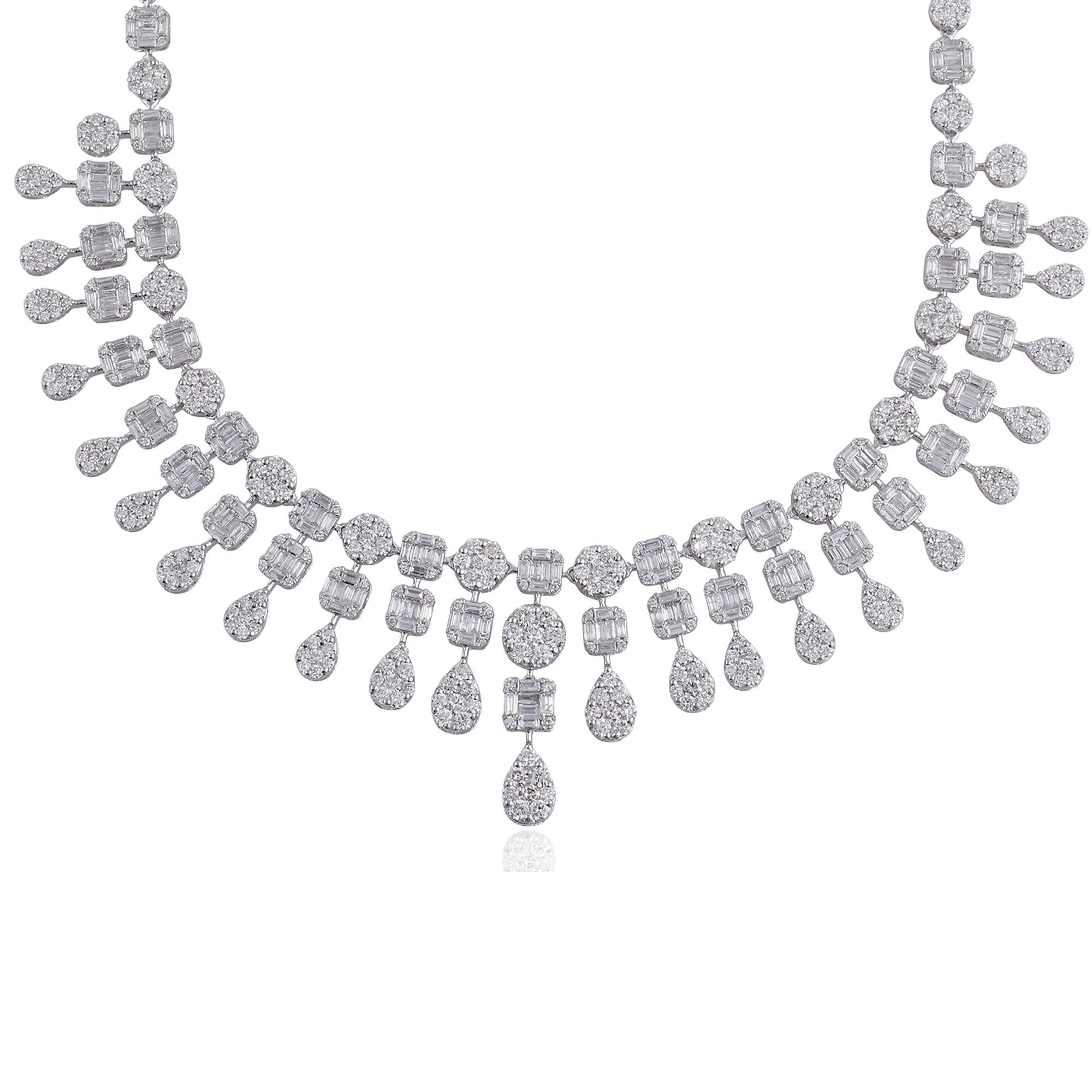 Baguette Cut Certified 15.20 Carat Baguette Diamond Choker Necklace 18k White Gold Jewelry For Sale
