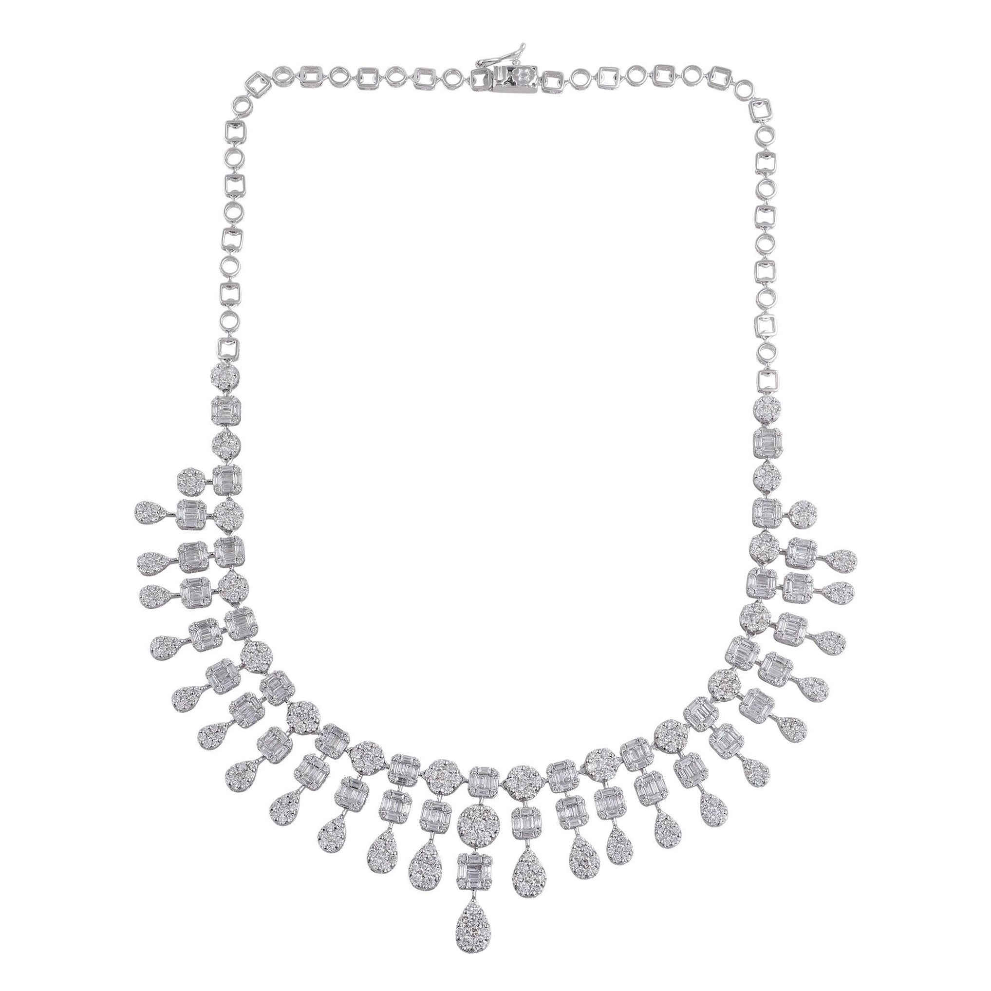 Certified 15.20 Carat Baguette Diamond Choker Necklace 18k White Gold Jewelry