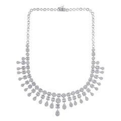 Collar gargantilla de diamantes baguette certificados de 15,20 quilates Joyas de oro blanco de 18 quilates