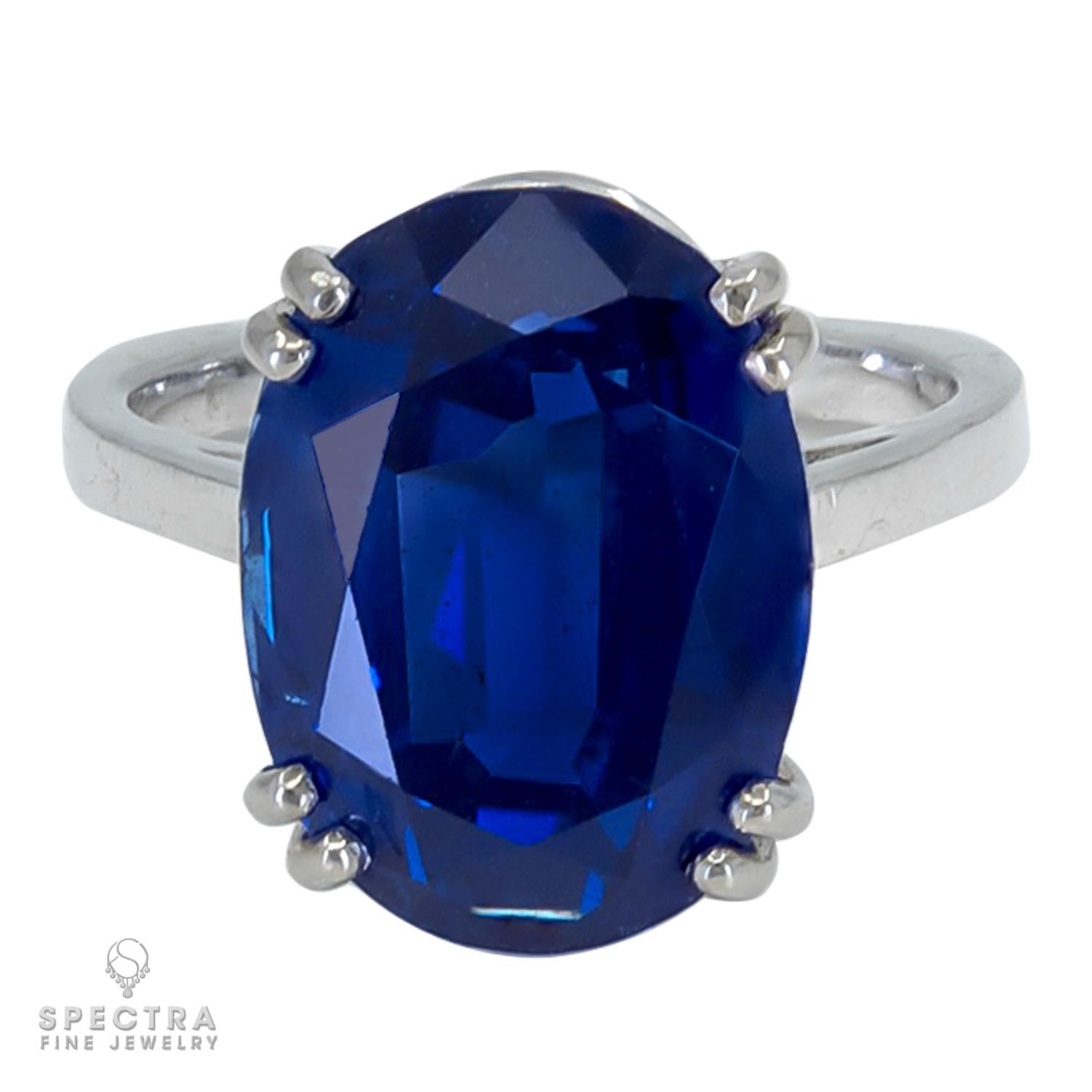 Oval Cut Spectra Fine Jewelry Certified 15.29 Carat Unheated Sapphire Cocktail Ring For Sale