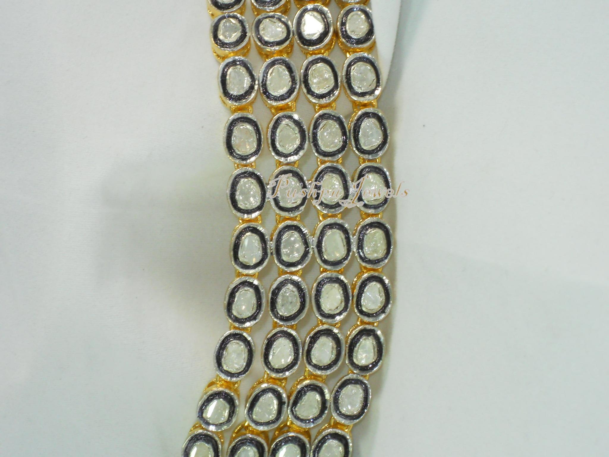 Certified 15.3 carat natural uncut Diamonds sterling silver Gold plated bracelet In New Condition For Sale In Delhi, DL