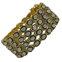 Certified 15.3 carat natural uncut Diamonds sterling silver Gold plated bracelet