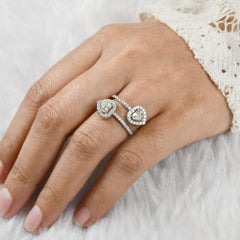 Certified 1.54Ct SI/H Heart Shape Diamond Bypass Ring, 14k White Gold Adjustable