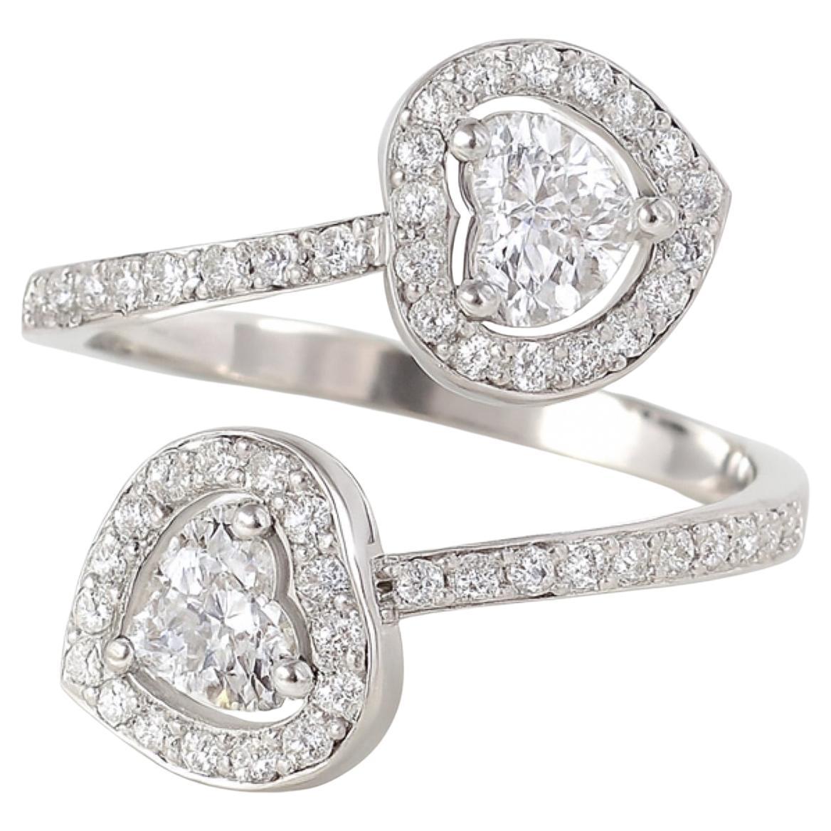 Im Angebot: Zertifizierter 1.54Ct SI/H Herzform Diamant Bypass Ehering 18k Weißgold ()