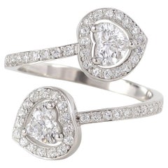 Certified 1.54Ct SI/H Heart Shape Diamond Bypass Wedding Ring 18k White Gold