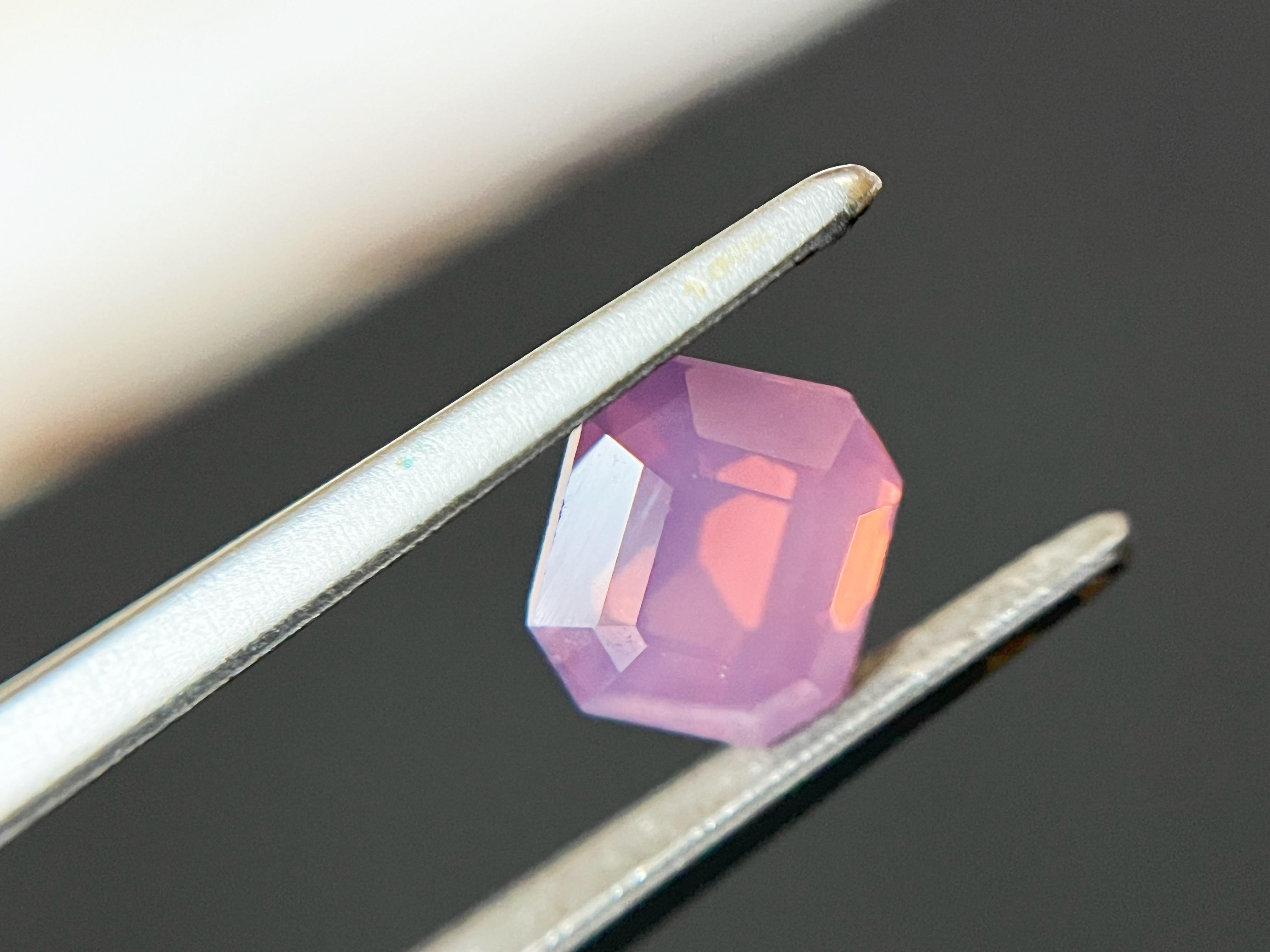 Octagon Cut Certified 1.55 Carat Natural Neon Dreamy Milky Pink Mahenge Spinel For Sale