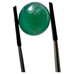 Certified 15.57 cts. Burmese A-Jadeite Deep Bluish-Green Round Cabochon LS1