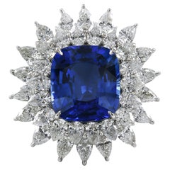 Spectra Fine Jewelry Certified 15.67 Carat Sapphire Diamond Cocktail Ring