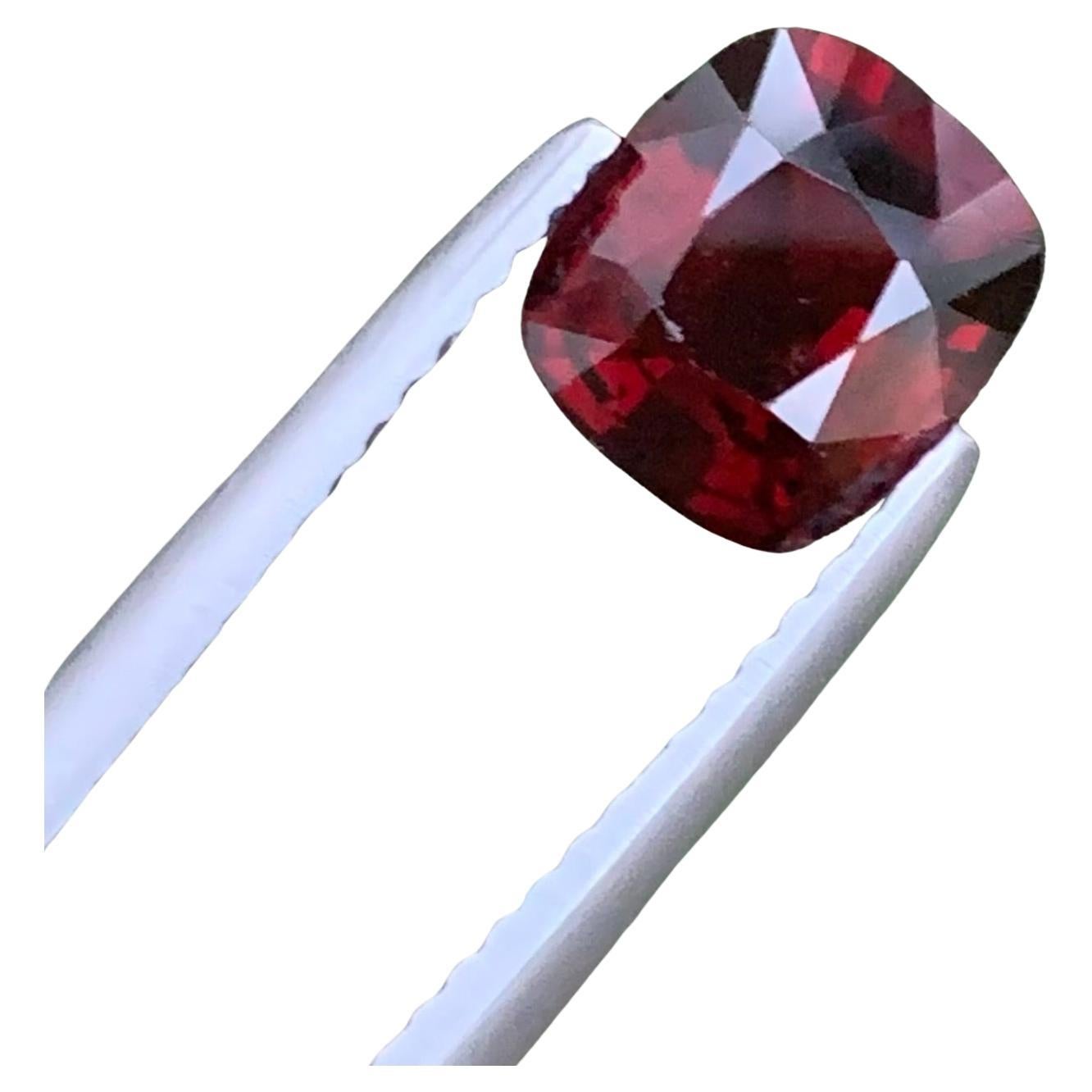 Certified 1.57 Carat Natural Loose Red Spinel Cushion Shape Gemstone For Sale
