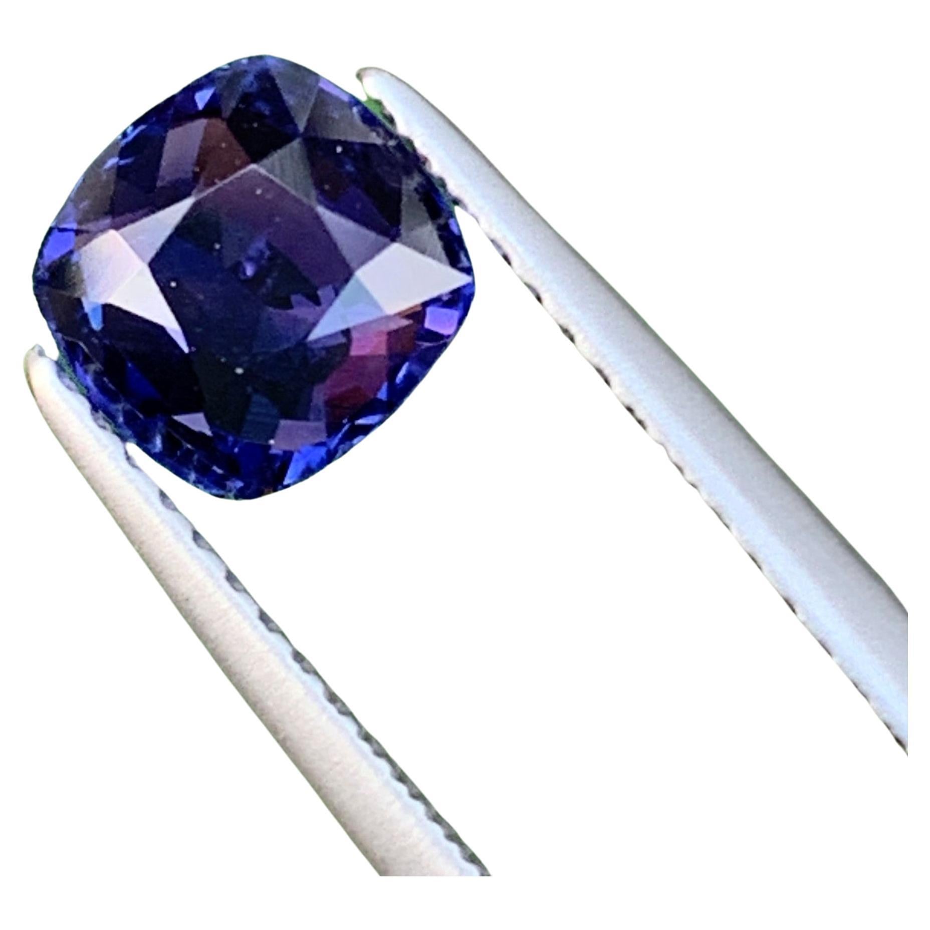 Certified 1.58 Carat Loose Natural Blue Sapphire Gem Cushion Shape for Ring 