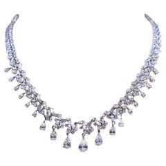 Certified 15.80 Carats Mixed Shape Diamonds 18K Gold Necklace