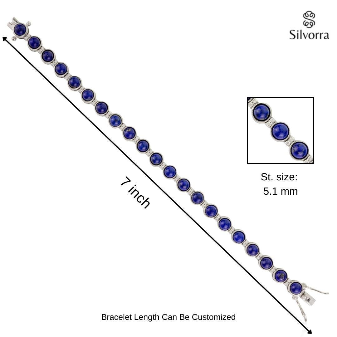 Pulsera de tenis de plata con lapislázuli y circón azul real certificado de 15,96 quilates en venta 3