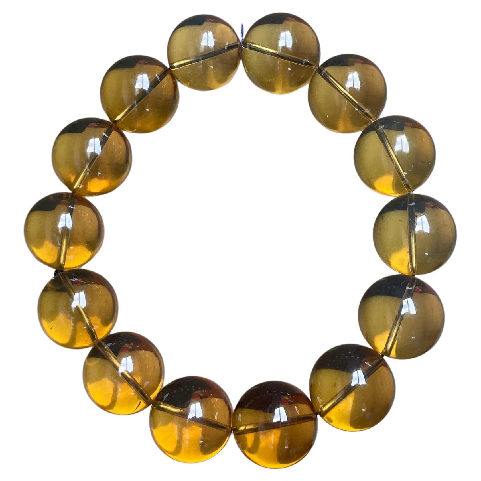 Certified 15mm+ Natural Burmite Amber Bracelet- 28.85g (Golden Amber bracelet)