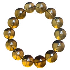 Certified 15mm+ Natural Burmite Amber Bracelet- 28.85g (Golden Amber bracelet)