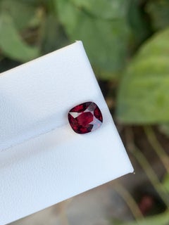 Certified 1.60 Carat Natural Loose Vivid Red Spinel Cushion Cut Gemstone