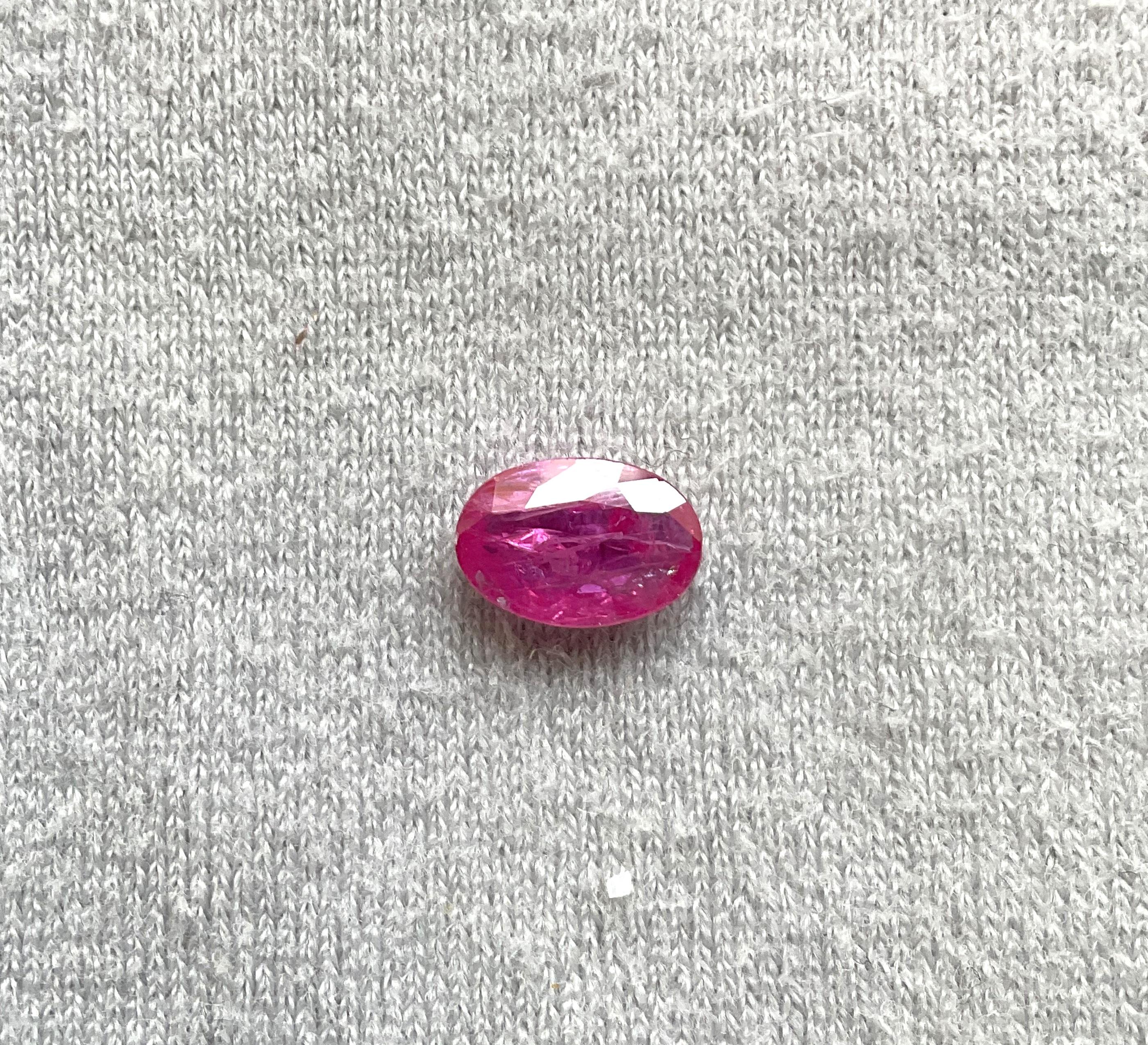 Art Deco Certified 1.60 Carats Mozambique Ruby Oval Faceted Cut stone No Heat Natural Gem For Sale