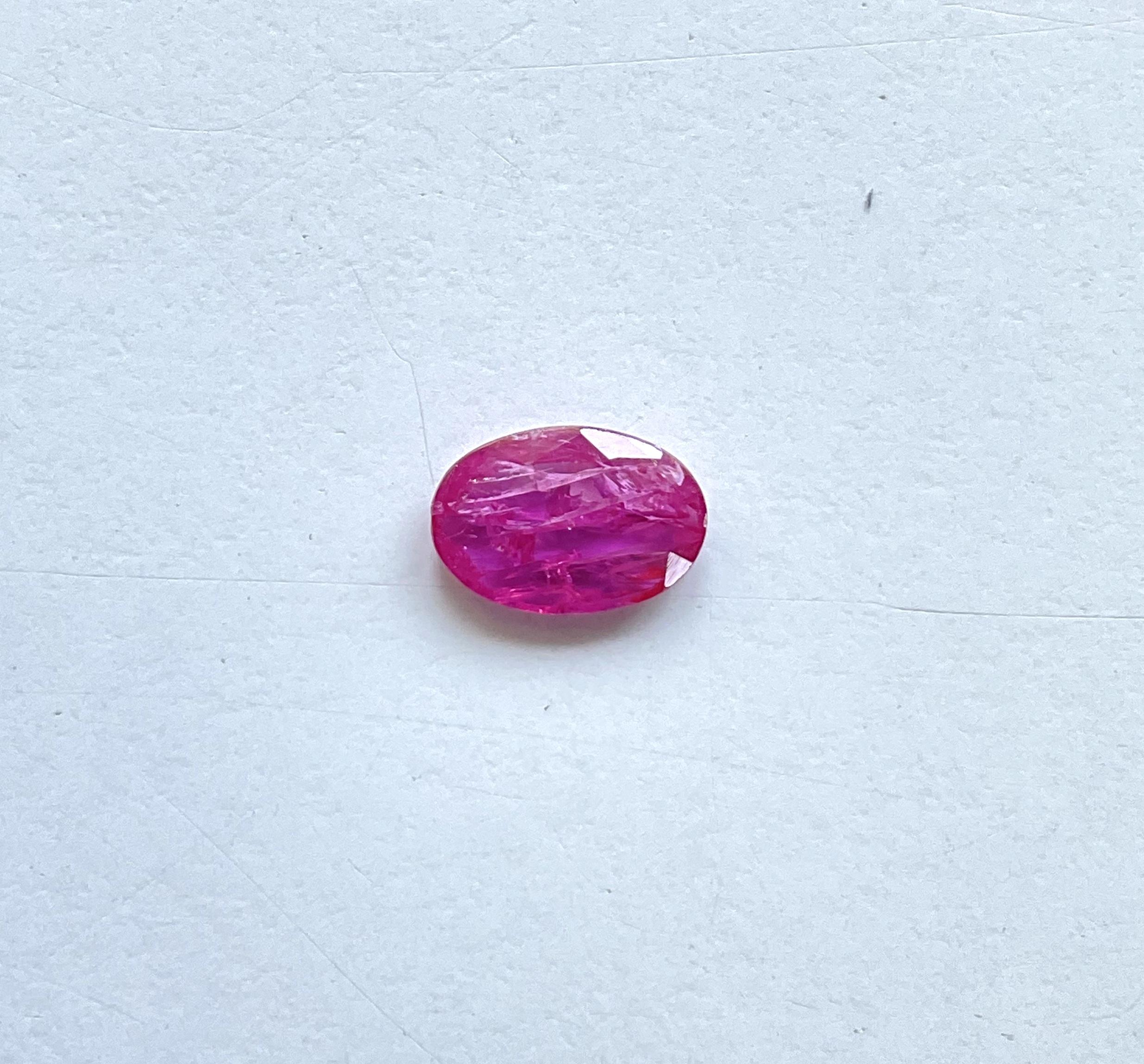 Certified 1.60 Carats Mozambique Ruby Oval Faceted Cut stone No Heat Natural Gem For Sale 2