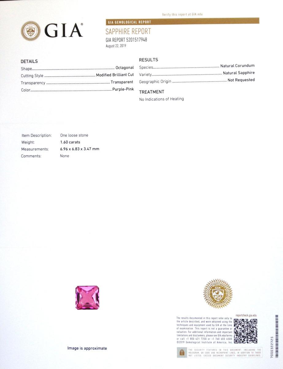 Mixed Cut Certified 1.60 carats Natural Unheated Pink Sapphire Diamond set in 18 KWG Ring  For Sale